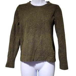 J.Crew Teddie Sweater Sz S Cotton Wool Blend Crew Neck Green Pullover Soft‎ Knit